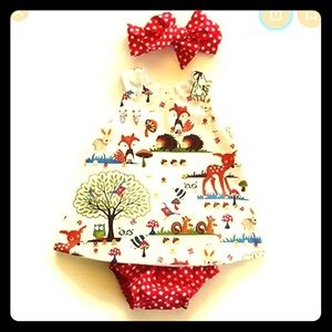 3 piece woodland polka dot set